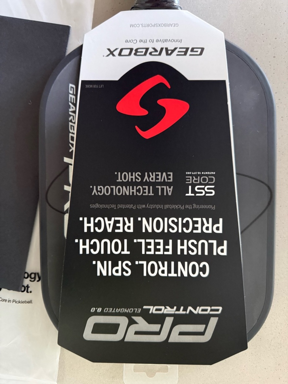 Gearbox Pro Control Pickleball Paddle - Black with Red Logo